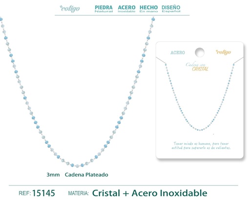 [15145] Collar de acero plateado con bola de cristal - Accesorios de joyería