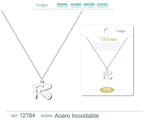 [12784] Colgante Ojo de Horus de Acero Color Plateado - Accesorios de joyería y collares