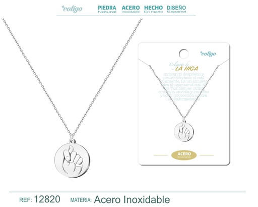 [12820] Colgante La Higa de Acero Color Plateado - Accesorios de joyería y collares