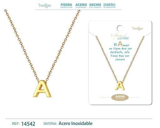 [14542] Collar letra A color dorado - Joyería personalizable y elegante
