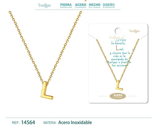 [14564] Collar letra L color dorado - Joyería personalizable y elegante