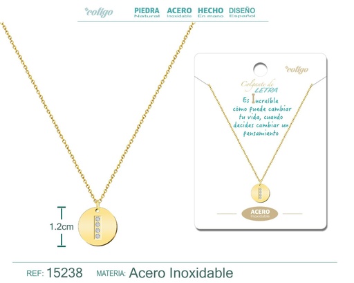 [15238] Collar con letra I en color dorado - Joyería personalizada