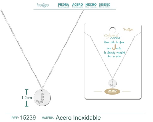 [15239] Collar con letra J en color plateado - Joyería personalizada
