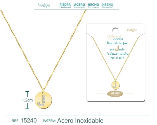 [15240] Collar con letra J en color dorado - Joyería personalizada