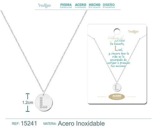 [15241] Collar letra L color plateado - Joyas personalizadas y accesorios