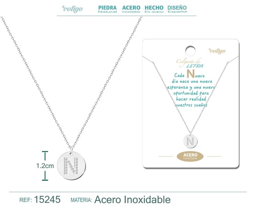[15245] Collar letra N color plateado - Joyas personalizadas y accesorios