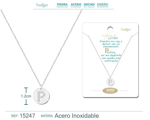 [15247] Collar con letra P en color plateado - Joyería personalizada