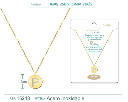 [15248] Collar con letra P en color dorado - Joyería personalizada