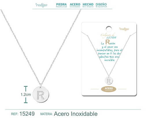 [15249] Collar con letra R en color plateado - Joyería personalizada