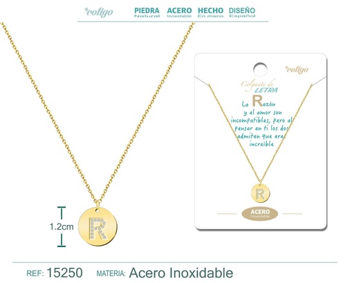 [15250] Collar con letra R en color dorado - Joyería personalizada