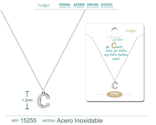 [15255] Collar con letra C color plateado - Joyería, collares y accesorios