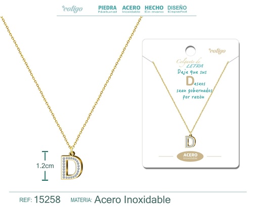 [15258] Collar con letra D color dorado - Joyería, collares y accesorios