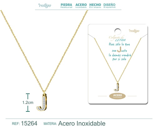 [15264] Collar con letra J color dorado - Joyería, collares y accesorios