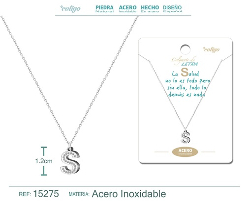 [15275] Collar con letra S color plateado - Joyería, collares y accesorios