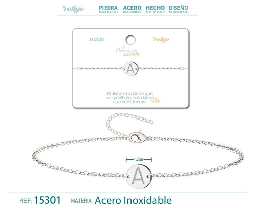 [15301] Pulsera con letra C en color plateado - Joyería de moda