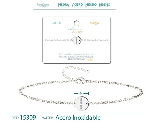 [15309] Pulsera con letra J en color plateado - Joyería de moda