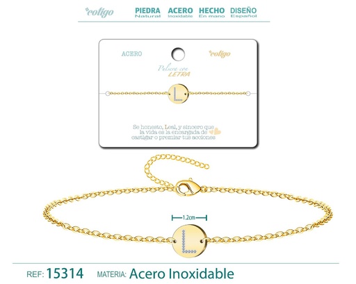 [15314] Pulsera con letra M en color dorado - Joyería de moda