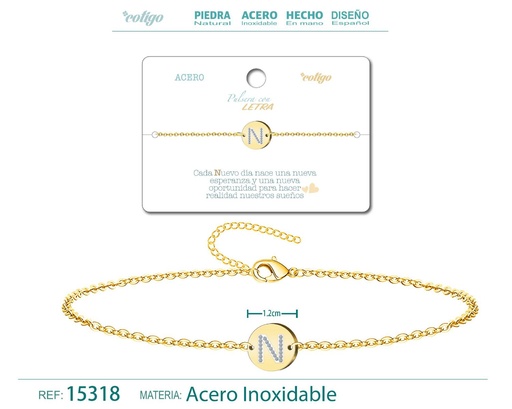 [15318] Pulsera con letra P en color dorado - Joyería de moda