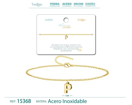 [15368] Pulsera con letra P en color dorado - Accesorios de moda