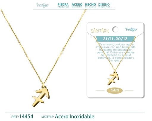[14454] Collar zodiaco Sagitario color dorado - Joyería zodiacal