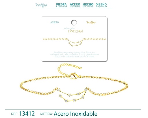[13412] Pulsera mapa estelar del zodiaco Capricornio dorado con strass - Joyería zodiacal