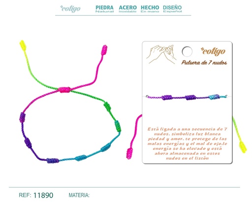 [11890] Pulsera de 7 nudos multicolor - Joyería de nudos