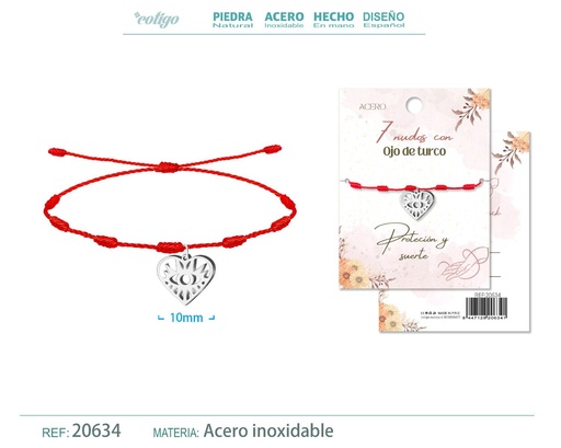 [20634] Pulsera de 7 Nudos con Ojo Turco color plateado - Pulseras de suerte y protección
