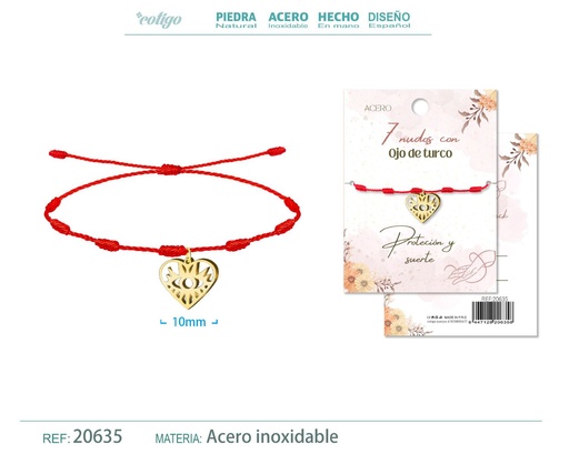 [20635] Pulsera de 7 Nudos con Ojo Turco color dorado - Pulseras de suerte y protección