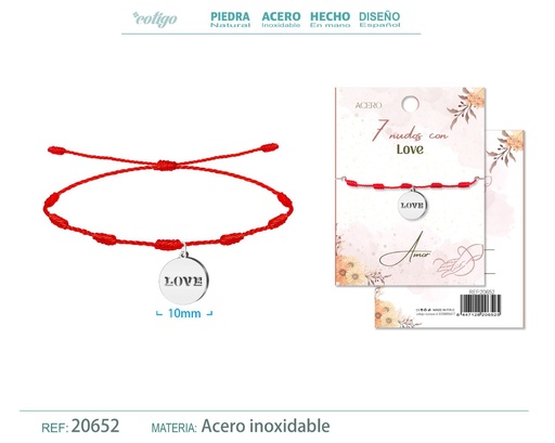 [20652] Pulsera de 7 Nudos con Love color plateado - Pulseras de suerte y protección