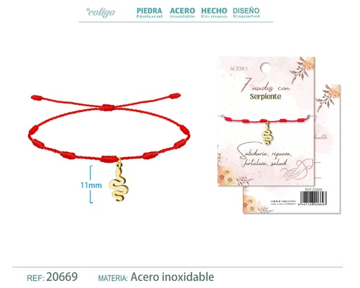 [20669] Pulsera de 7 Nudos con Serpiente color dorado - Pulseras de suerte y protección