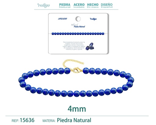 [15636] Pulsera de lápiz lazuli 4mm - Últimas ofertas en pulseras de acero