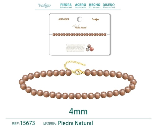 [15673] Pulsera de jaspe ciruela de 4 mm - Joyería de moda y pulseras