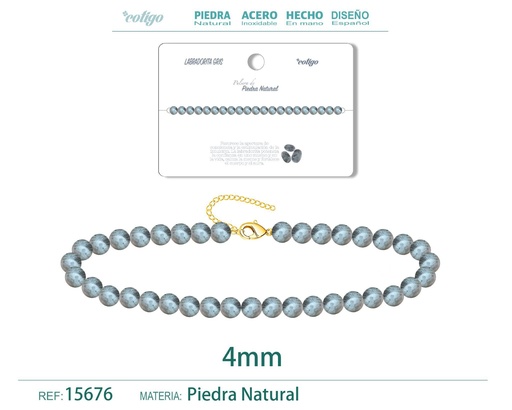 [15676] Pulsera de jaspe sangre de dragón de 4 mm - Joyería de moda y pulseras