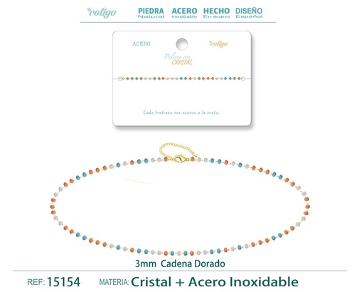 [15154] Pulsera de acero dorado con bola de cristal - Accesorios de joyería