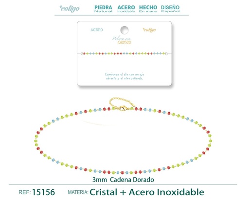 [15156] Pulsera de acero dorado con bola de cristal - Accesorios de joyería