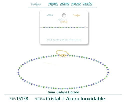 [15158] Pulsera de acero dorado con bola de cristal - Accesorios de joyería