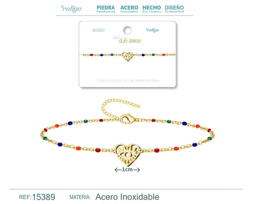 [15389] Pulsera de acero multicolor con ojo de turco - Accesorios de joyería