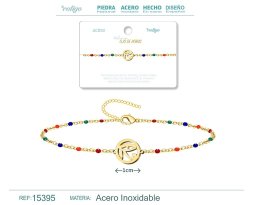 [15395] Pulsera de acero multicolor con ojo de turco - Accesorios de joyería