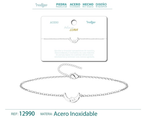 [12990] Pulsera Luna de Acero Plateado - Accesorios de joyería y pulseras