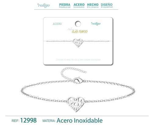 [12998] Pulsera Ojo Turco de Acero Plateado - Accesorios de joyería y pulseras