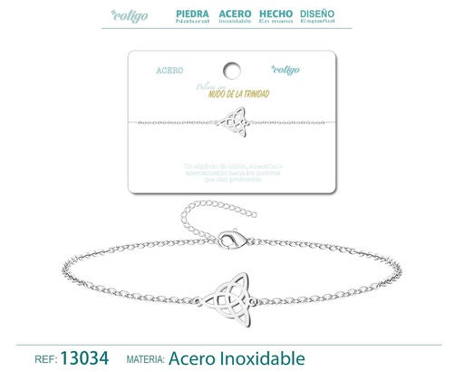 [13034] Pulsera Nudo de la Trinidad de Acero Plateado - Accesorios de joyería y pulseras