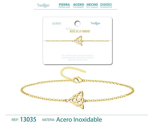 [13035] Pulsera Nudo de la Trinidad de Acero Dorado - Accesorios de joyería y pulseras