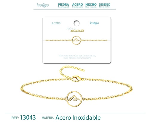 [13043] Pulsera Montaña de Acero Dorado - Accesorios de joyería y pulseras