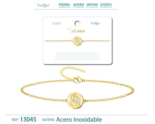 [13045] Pulsera La Higa de Acero Dorado - Accesorios de joyería y pulseras