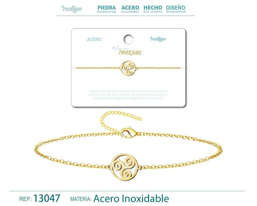 [13047] Pulsera Trisquel de Acero Dorado - Accesorios de joyería y pulseras