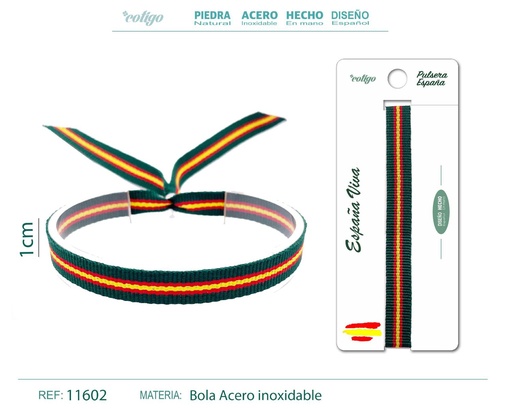 [11602] Pulsera España Ancha de 1 cm en Verde - Pulsera de Bandera