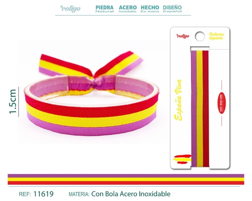 [11619] Pulsera República Española Tejido - Pulsera de Bandera
