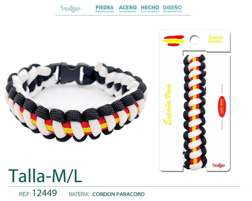 [12449] Pulsera Paracord Trenzado Talla M/L - Pulsera de Bandera