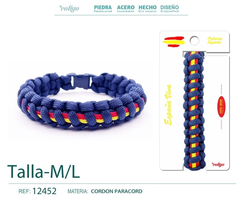 [12452] Pulsera Paracord Trenzado Talla M/L - Pulsera de Bandera