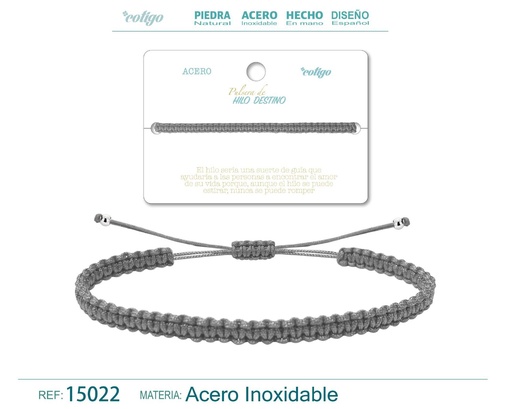 [15022] Pulsera de hilo destino en color gris - Accesorios modernos y neutros
